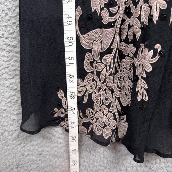 Eva Blue Dress Women 14 Black Tan Floral Sleeveless Y2K Sequin Evening Going Out - Picture 7 of 9